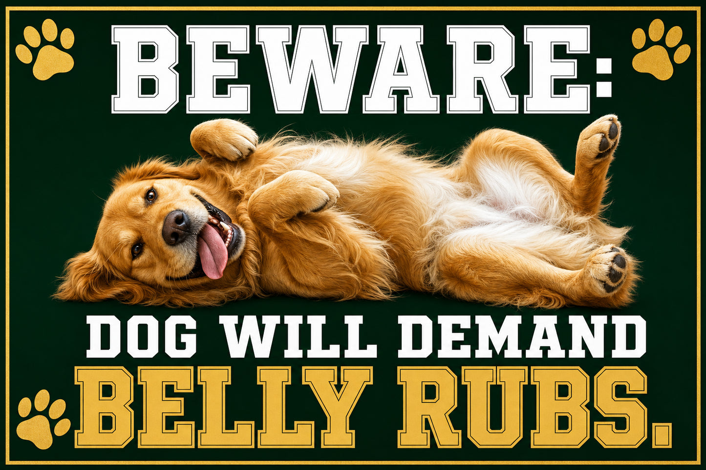 Belly Rubs & Tail Wags (Green) — Garden Flag