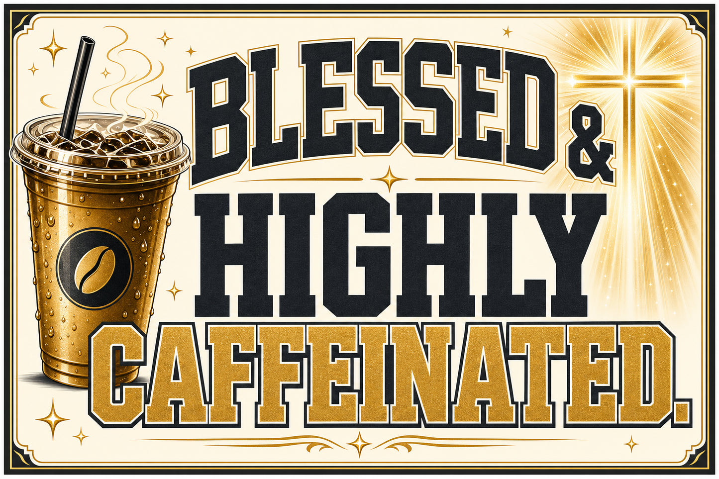 Blessed & Caffeinated — 3x5 Pole Flag