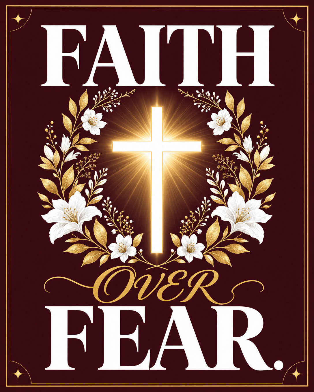 Faith Over Fear (Burgundy) — 3x5 Pole Flag