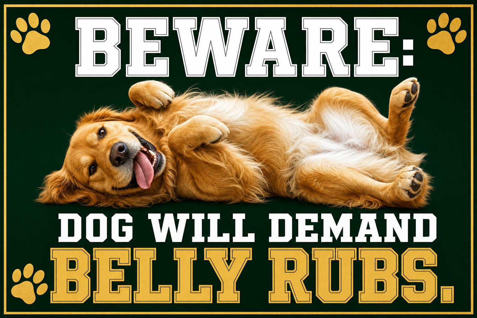 Belly Rubs & Tail Wags (Green) — 3x5 Pole Flag