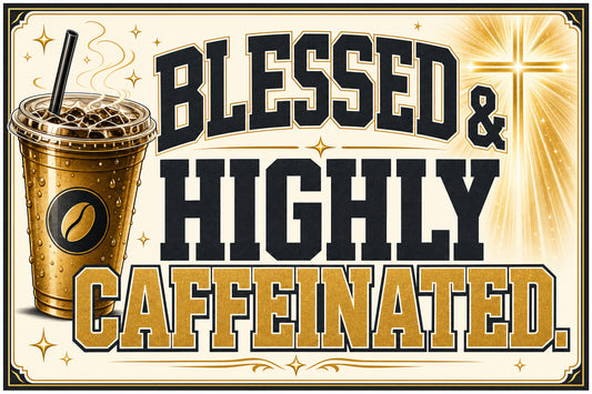 Blessed & Caffeinated — 3x5 Pole Flag