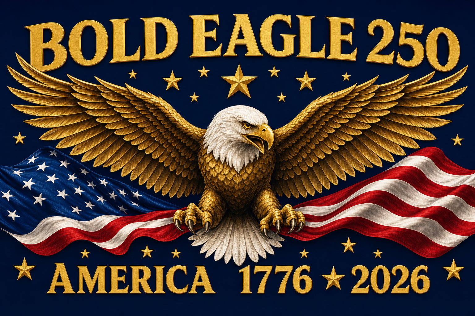 Bold Eagle 250 — America 1776-2026 — 3x5 Pole Flag