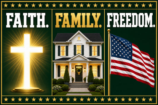 Faith Family Freedom House Flag Forest Green