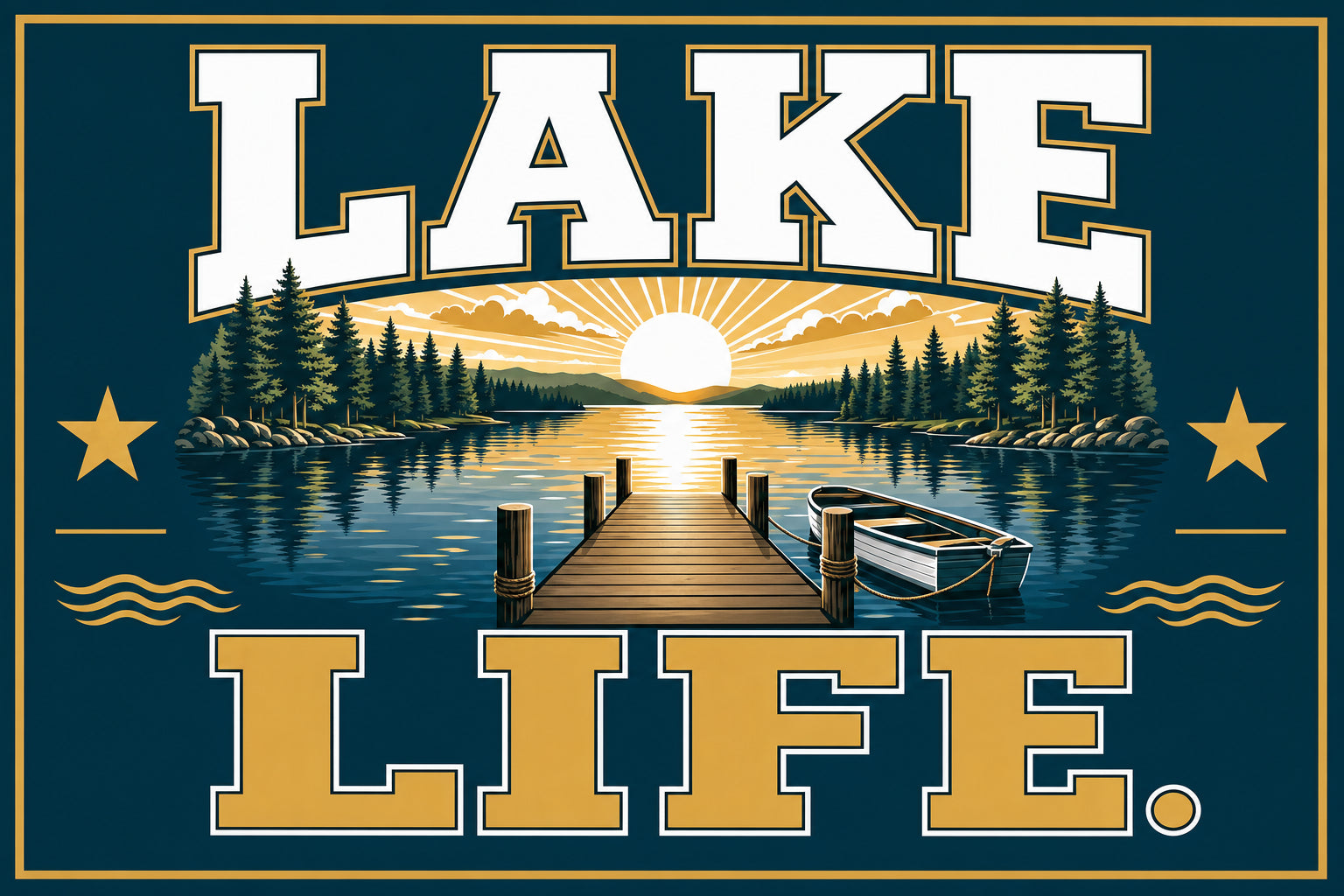 Lake Life (Teal) — Garden Flag