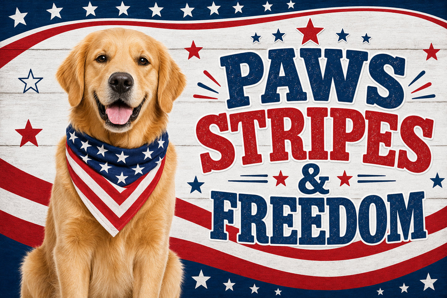 Paws Stripes & Freedom — Patriotic Dog — 3x5 Pole Flag