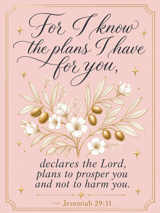 Jeremiah 29:11 — Plans to Prosper You (Blush) — 3x5 Pole Flag