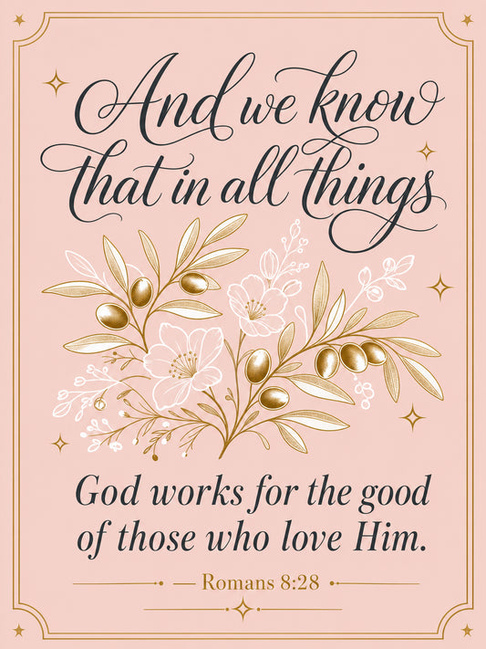 Romans 8:28 — All Things Work Together (Blush) — House Flag
